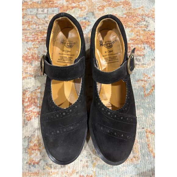Dr Martens Made in England Brogue VTG 90s Mary Jane Shoe Suede Leather UK 5 US 7 - Picture 3 of 7